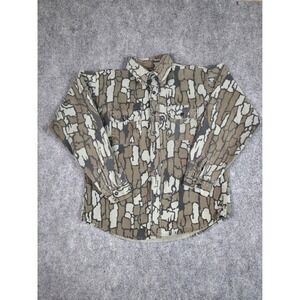 Vintage Winchester Trebark Camo Chamois Shirt Mens L 90s Hunting Button Up